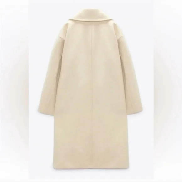 NWT Zara Cream Oversized Wool Coat - Picture 2 of 8